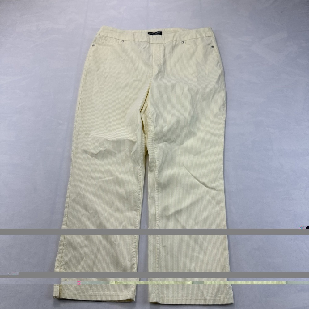 Mario Serrani Italy Pants Large Yellow White Stripe Rayon Stretch Wide Leg